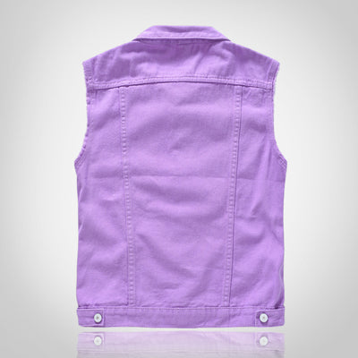 Gilet en denim blanc vieilli tendance