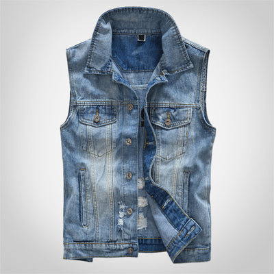 Gilet en denim blanc vieilli tendance