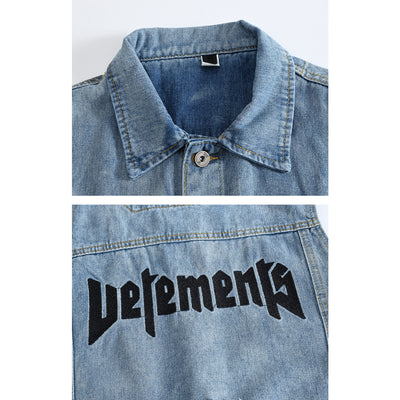 Gilet en denim blanc vieilli tendance
