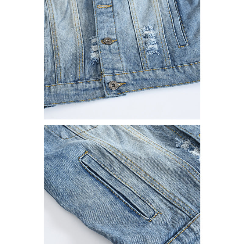 Gilet en denim blanc vieilli tendance