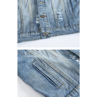 Gilet en denim blanc vieilli tendance