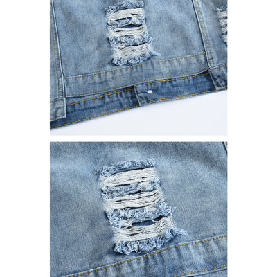 Gilet en denim blanc vieilli tendance