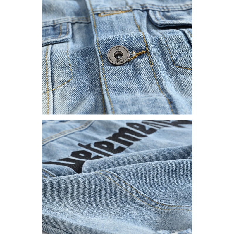 Gilet en denim blanc vieilli tendance