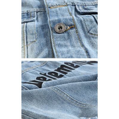 Gilet en denim blanc vieilli tendance