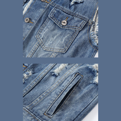 Gilet en denim blanc vieilli tendance