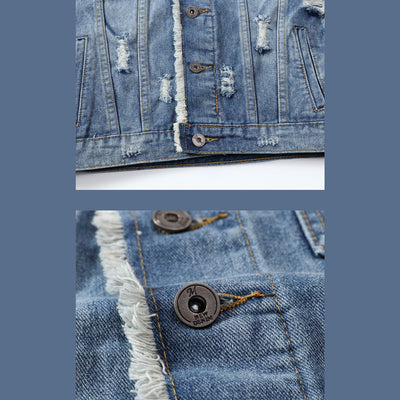 Gilet en denim blanc vieilli tendance