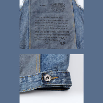 Gilet en denim blanc vieilli tendance