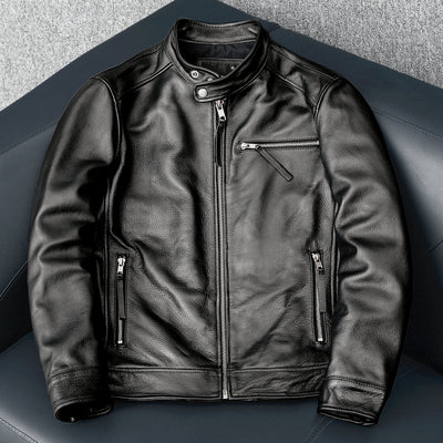 Veste en cuir de vachette noire