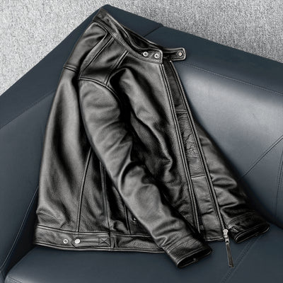 Veste en cuir de vachette noire