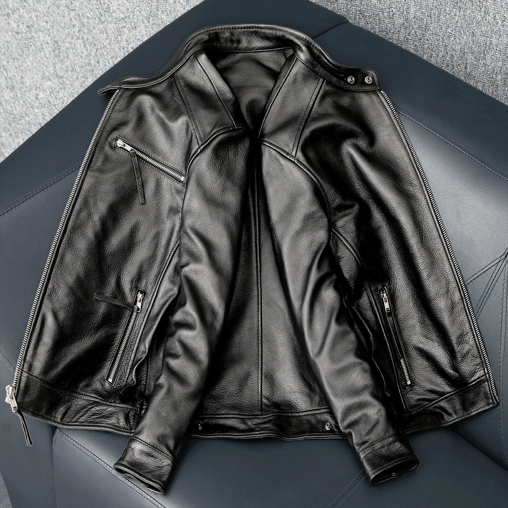 Veste en cuir de vachette noire