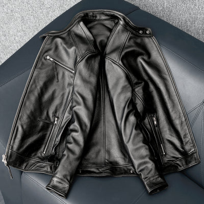 Veste en cuir de vachette noire