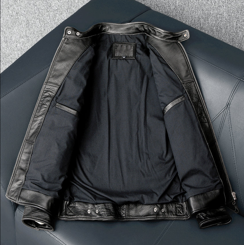 Veste en cuir de vachette noire