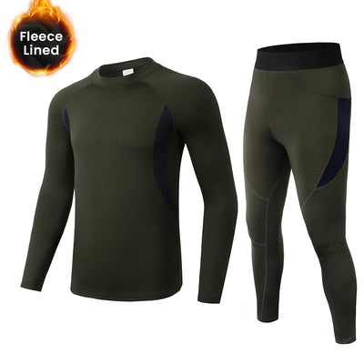 Men's Fleece-lined Thermal Underwear Set
