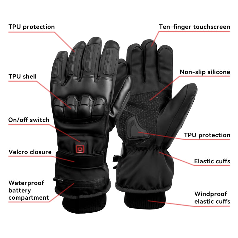 Gants de moto à doublure chauffante électrique rechargeable pour hommes
