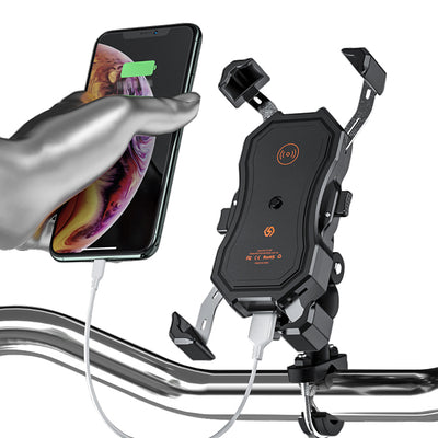 Support de téléphone pour moto avec chargement sans fil et USB