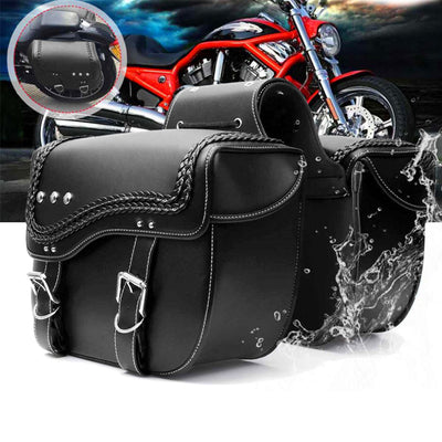 2 Pack Motorcycle PU Leather Saddlebags