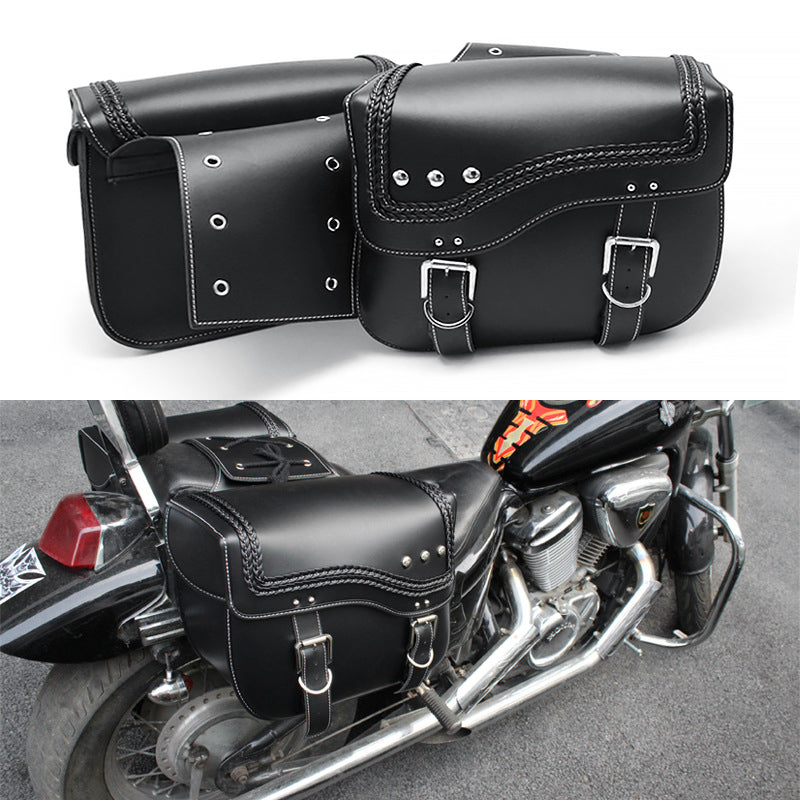 2 Pack Motorcycle PU Leather Saddlebags