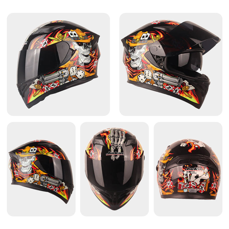 Casque intégral ventilé pour moto à double lentille haute définition
