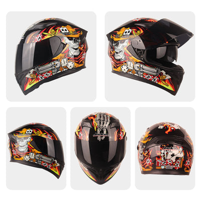 Casque intégral ventilé pour moto à double lentille haute définition