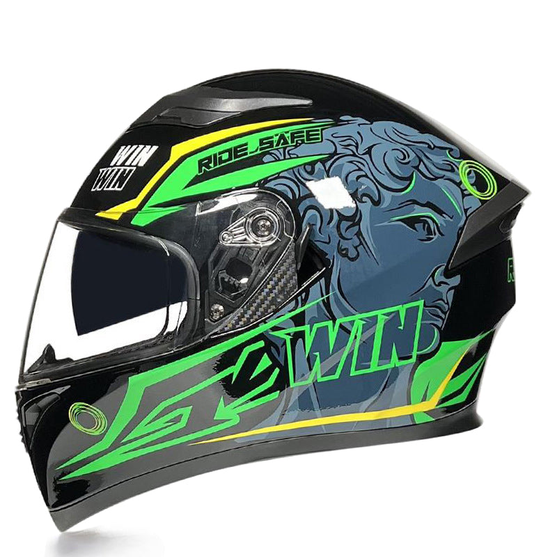 Casque intégral ventilé pour moto à double lentille haute définition