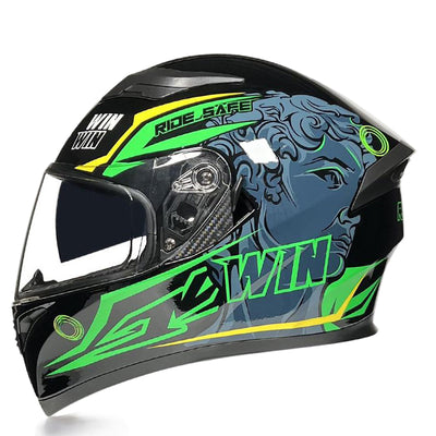 Casque intégral ventilé pour moto à double lentille haute définition