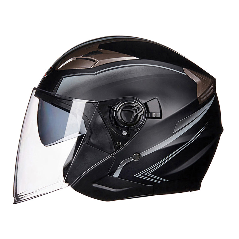 Motorcycle Double Lens Open Face Helmet Four Seasons