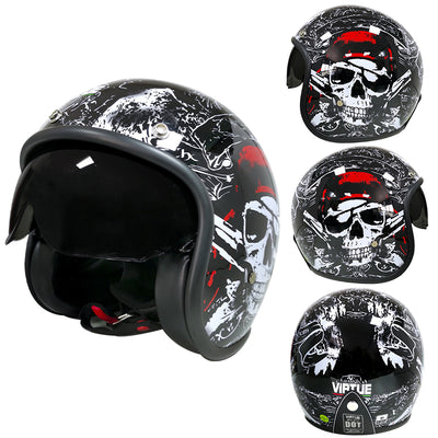 Motorcycle Open Face Helmet DOT Standard Double D Buckle