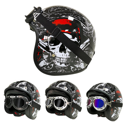 Motorcycle Open Face Helmet DOT Standard Double D Buckle