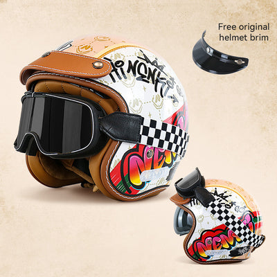 Casque ouvert vintage casque de moto rétro