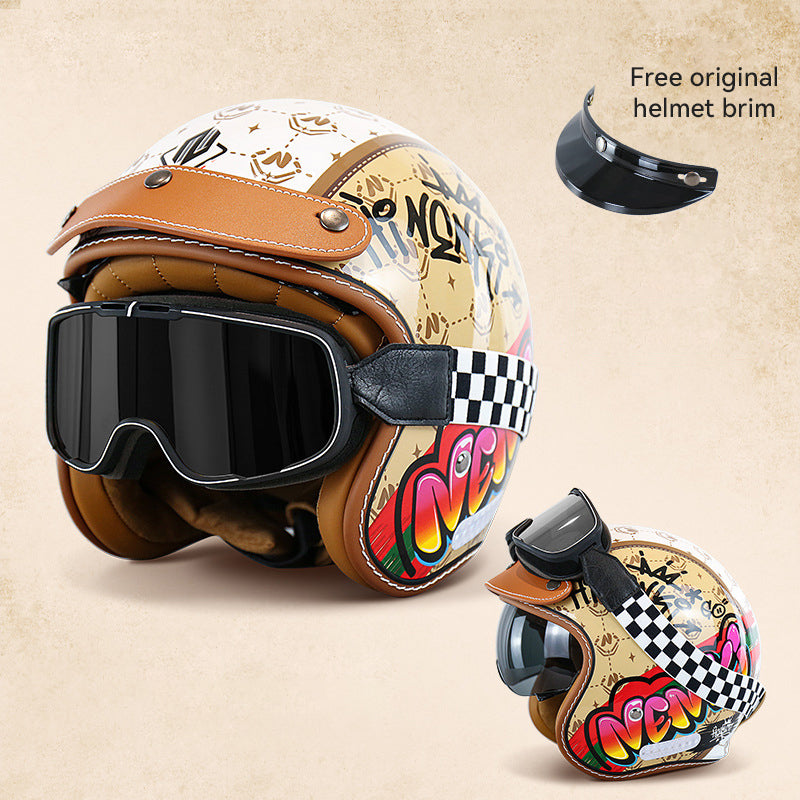 Casque ouvert vintage casque de moto rétro