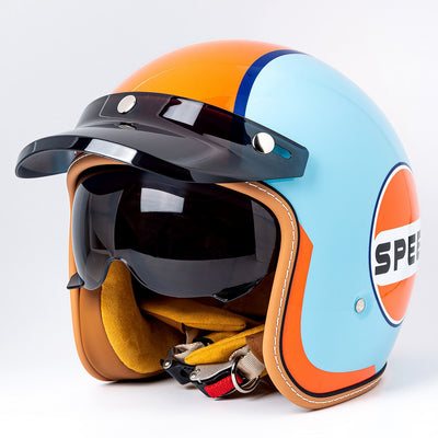 Casque ouvert vintage casque de moto rétro