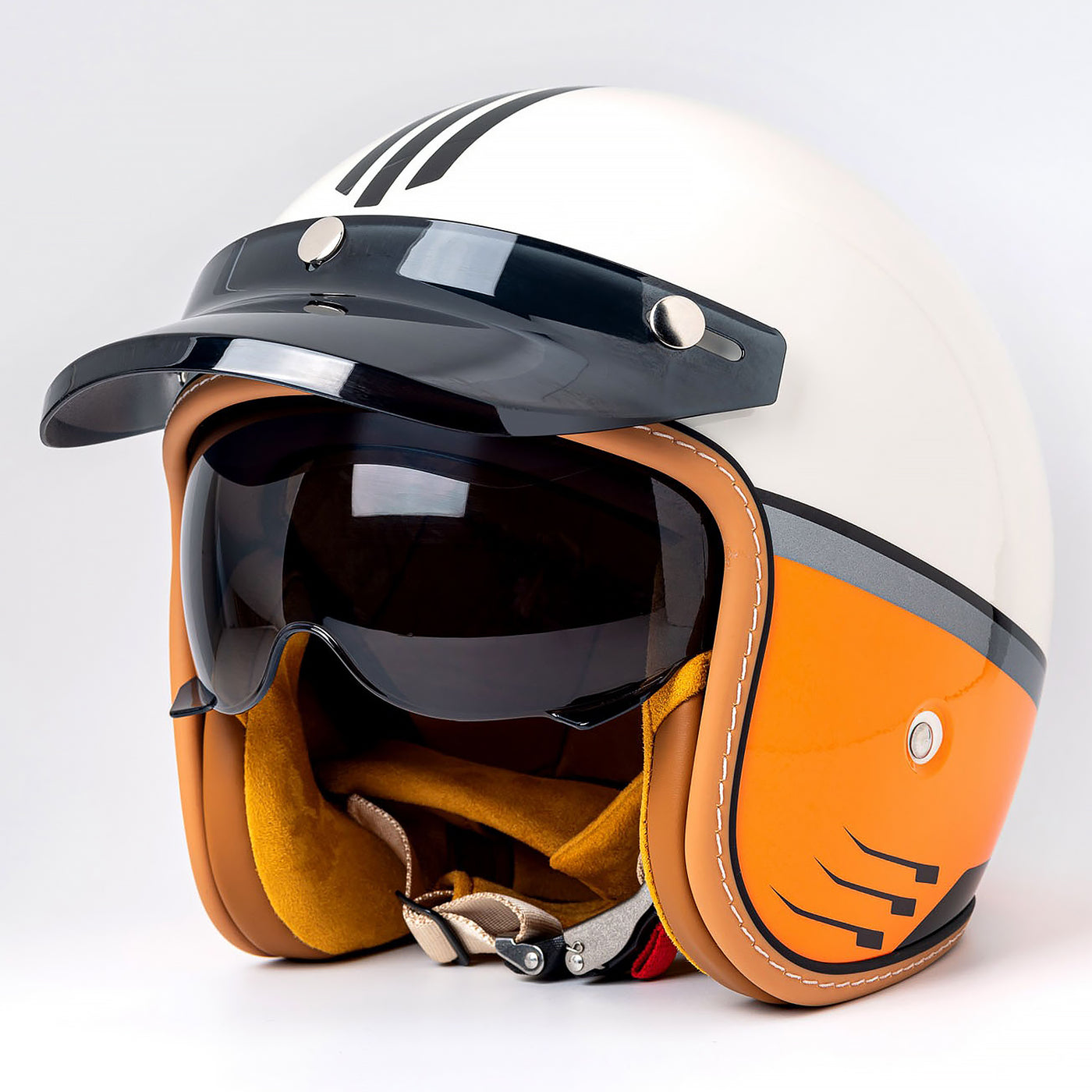Casque ouvert vintage casque de moto rétro