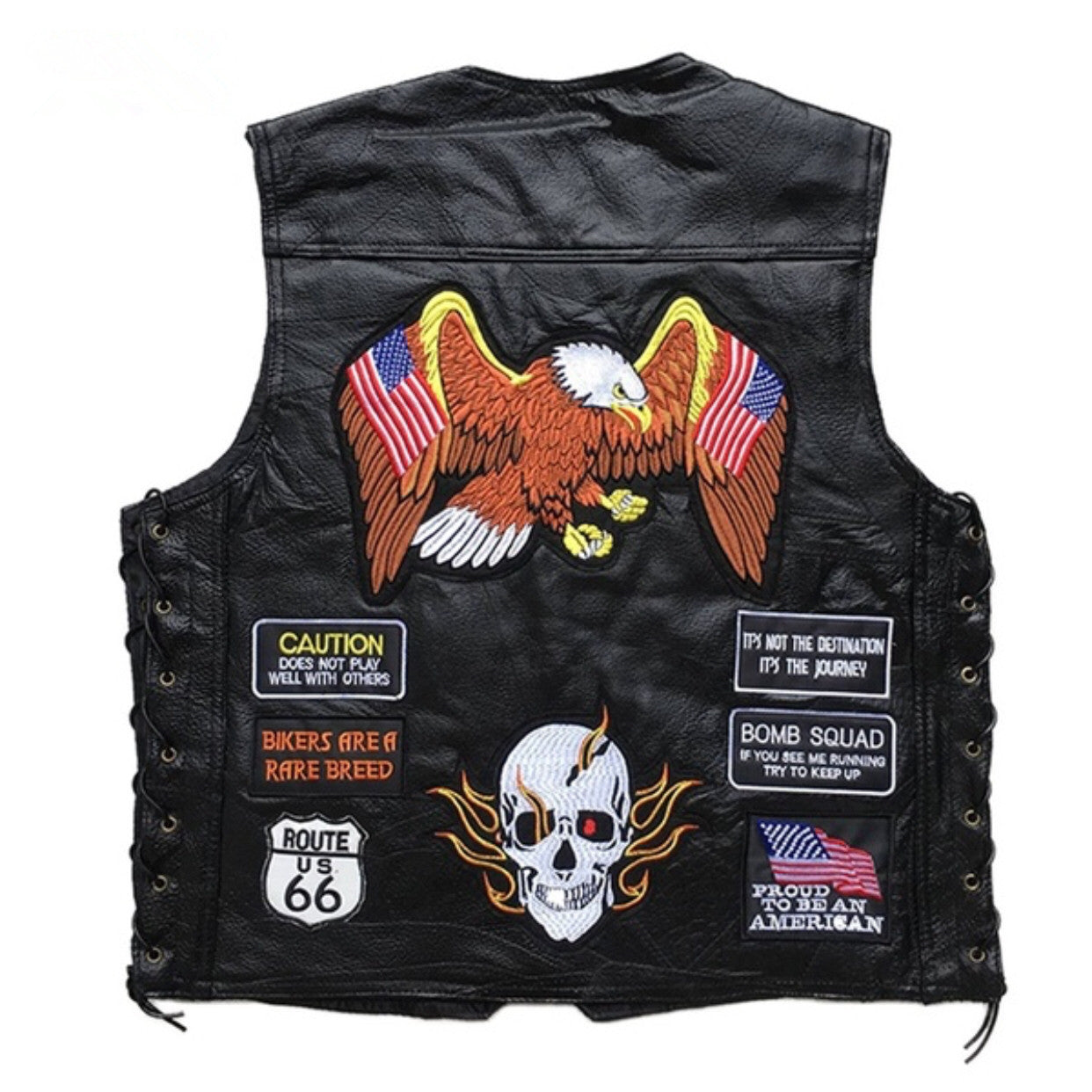 American Eagle 23 Patches Leather Vest