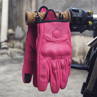 Gants de moto en cuir à manchette courte pour femmes