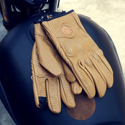 Gants de moto en cuir à manchette courte