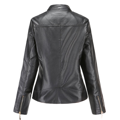 Veste de moto en simili cuir pour femme