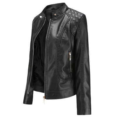 Veste de moto en simili cuir pour femme