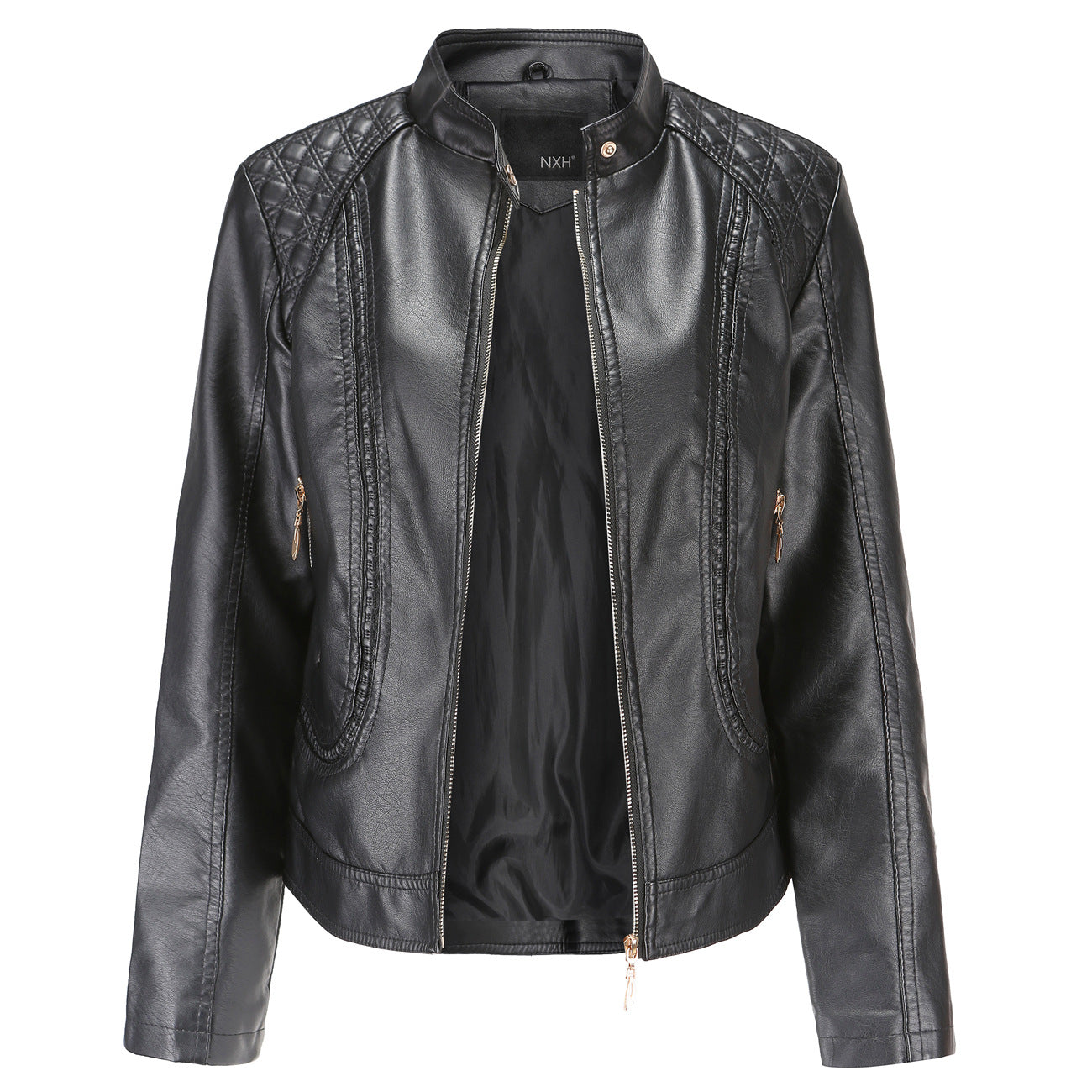 Veste de moto en simili cuir pour femme