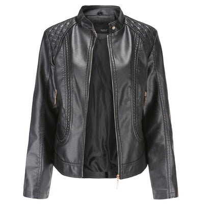 Veste de moto en simili cuir pour femme