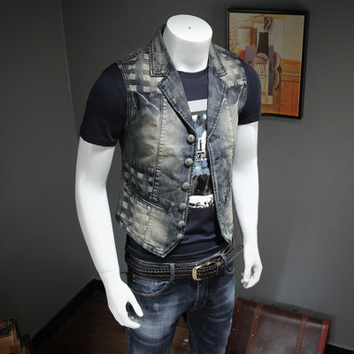 Gilet classique en denim vieilli