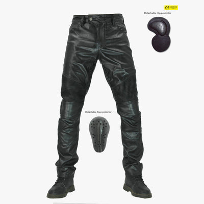 Pantalon de moto en cuir avec équipement de protection