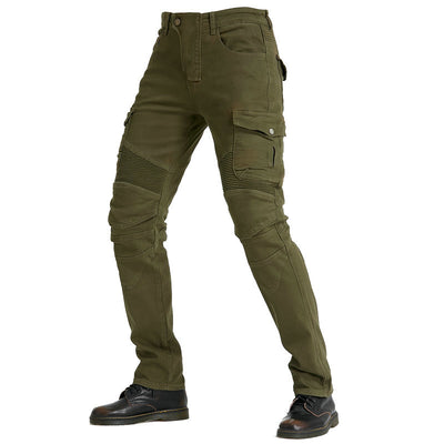 Pantalon LB1 en denim de course de moto avec protections aux genoux et aux hanches - Vert armée