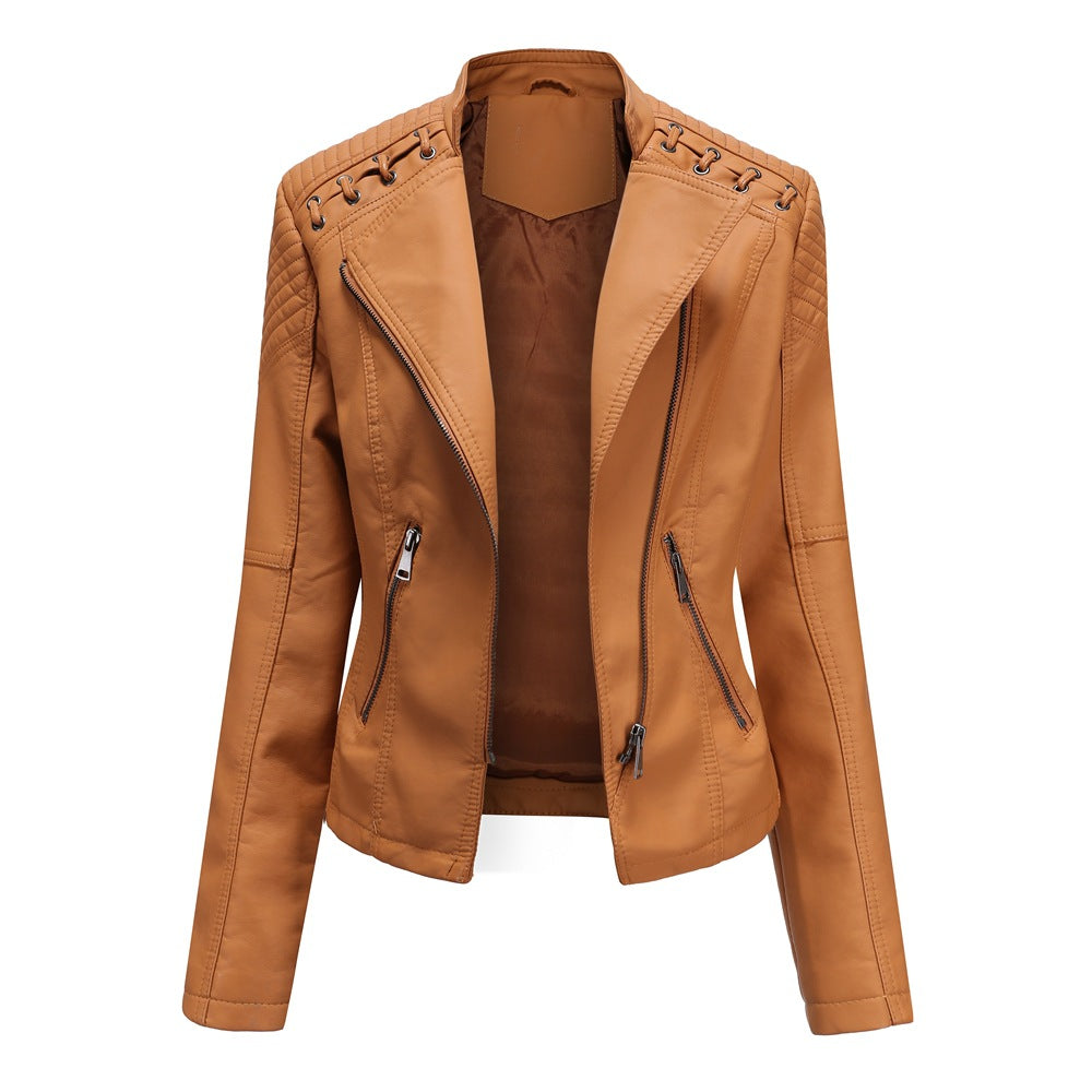 Veste de moto en cuir coupe slim