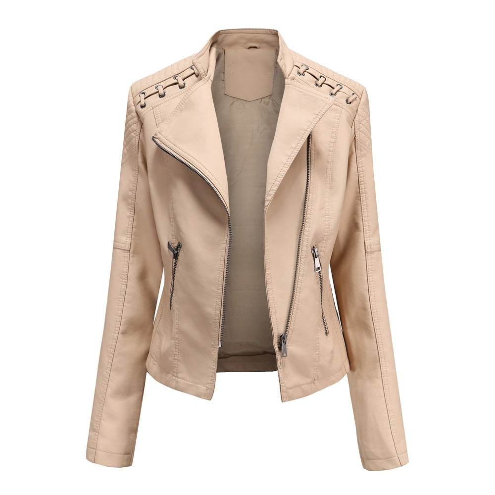 Veste de moto en cuir coupe slim