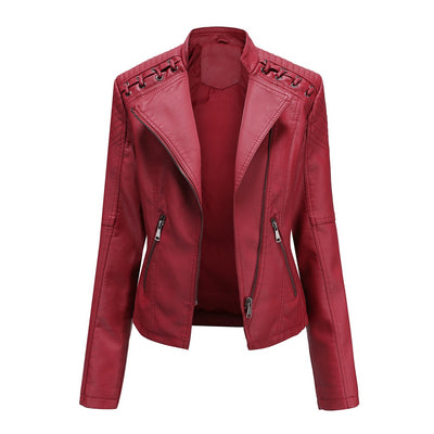 Veste de moto en cuir coupe slim