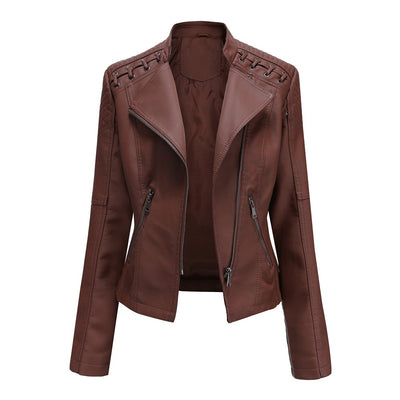 Veste de moto en cuir coupe slim