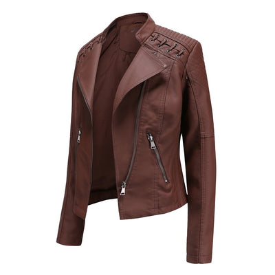 Veste de moto en cuir coupe slim