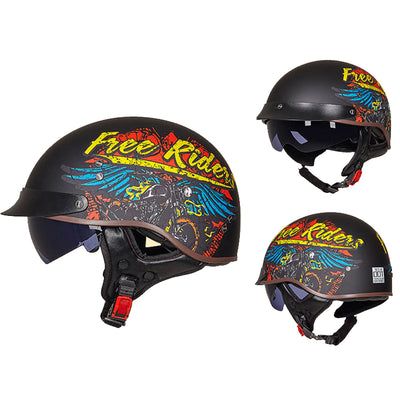 Demi-casque de moto Crazy Rider avec pare-soleil