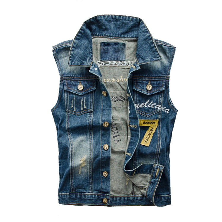 Motorcycle Lucky 7 Denim Vest