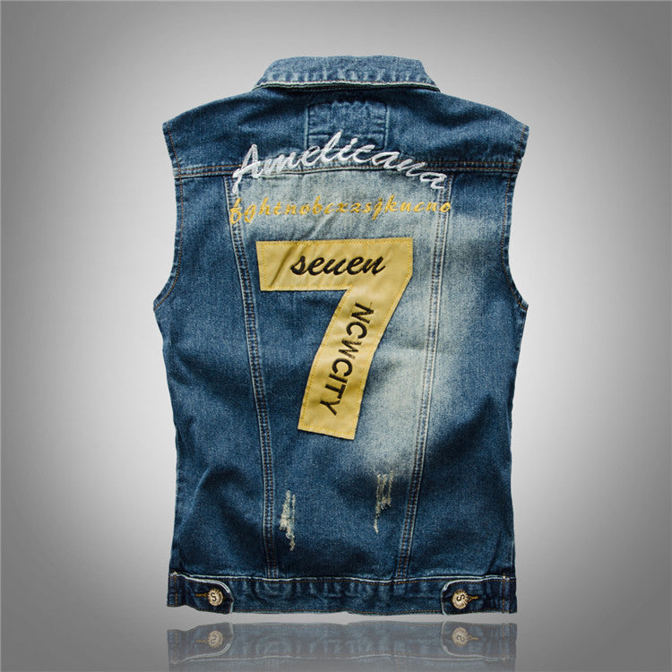 Motorcycle Lucky 7 Denim Vest